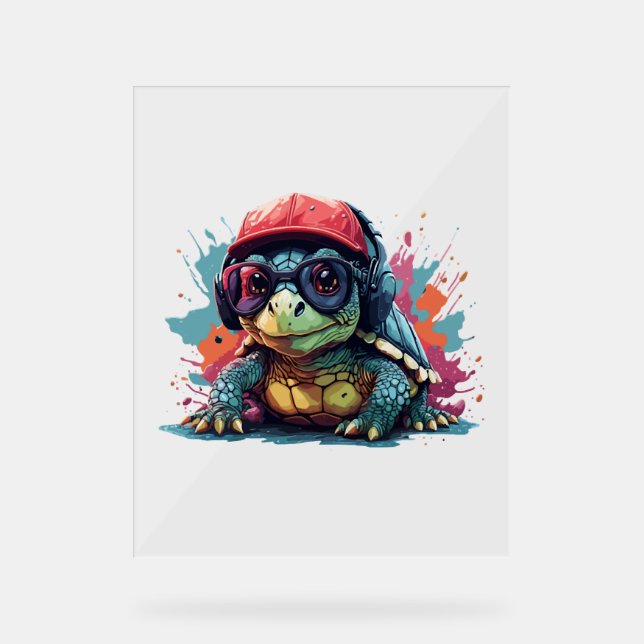 turtle animal art I cool cute turtle  Acrylic Sign (Front)