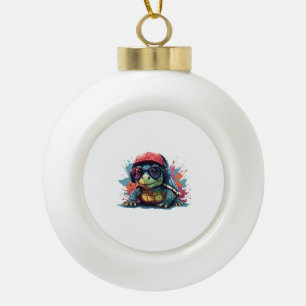 turtle animal art I cool cute turtle  Ceramic Ball Christmas Ornament