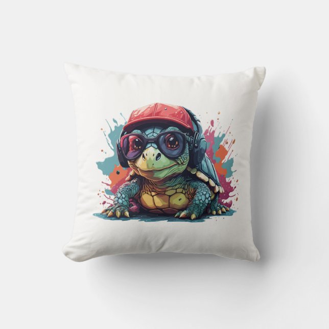 turtle animal art I cool cute turtle Copy Throw Pillow (Front)