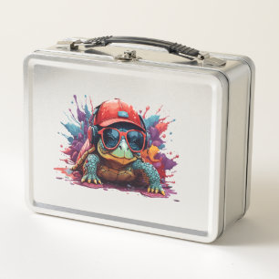 turtle animal art I cool cute turtle Metal Lunch Box