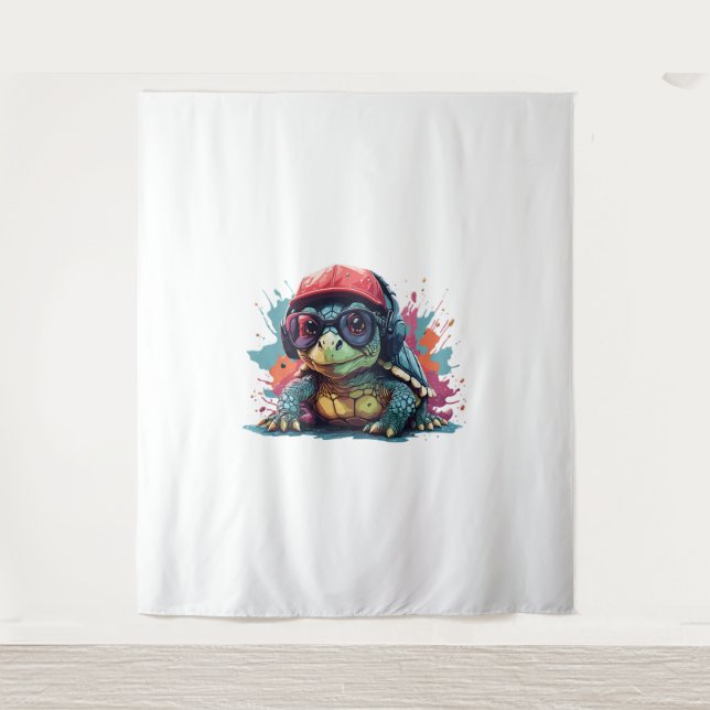 turtle animal art I cool cute turtle  Tapestry (Front)