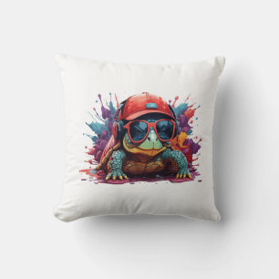 turtle animal art I cool cute turtle Throw Pillow