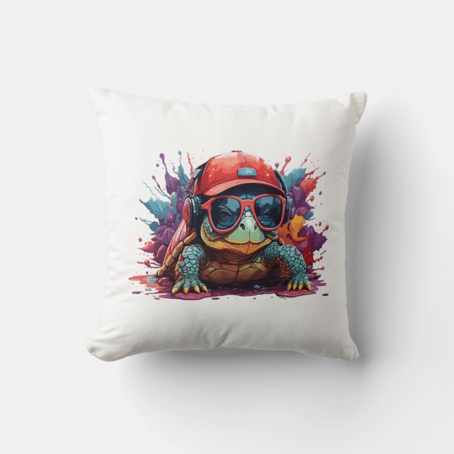 turtle animal art I cool cute turtle Throw Pillow (Front)