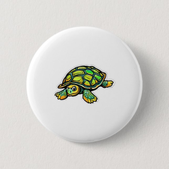 Turtle Animal Turtle Green 2 Inch Round Button (Front)