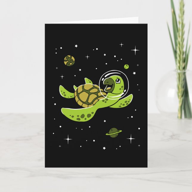 Turtle Animals In Space Card (Front)