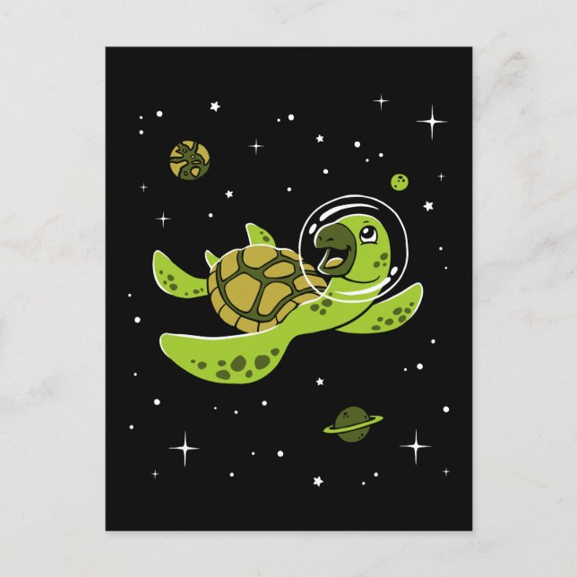 Turtle Animals In Space Postcard (Front)