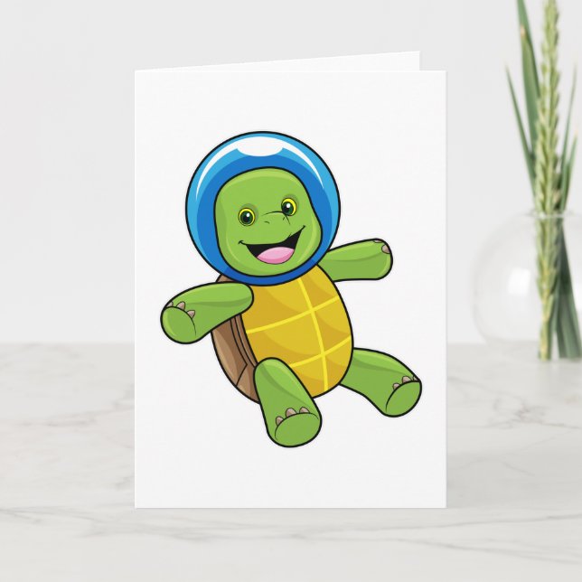 Turtle as Astronaut with Glass ball Card (Front)
