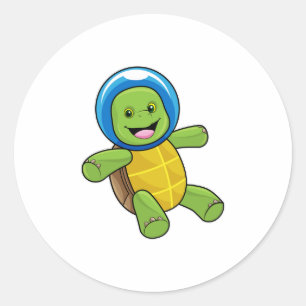 Turtle as Astronaut with Glass ball Classic Round Sticker
