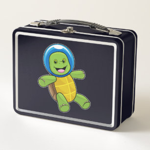 Turtle as Astronaut with Glass ball Metal Lunch Box
