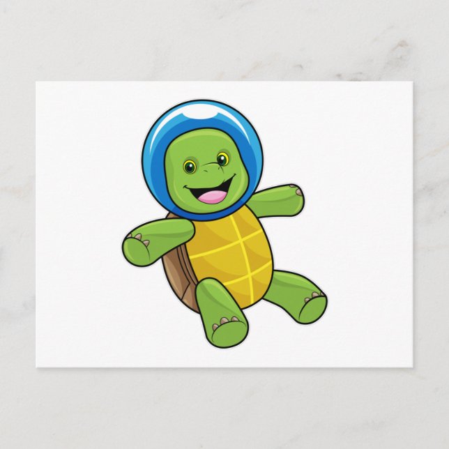 Turtle as Astronaut with Glass ball Postcard (Front)