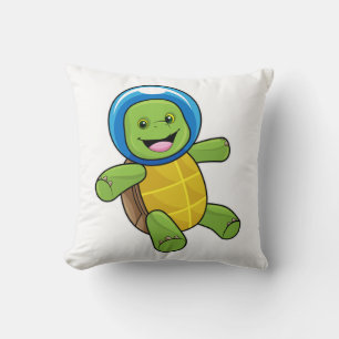 Turtle as Astronaut with Glass ball Throw Pillow