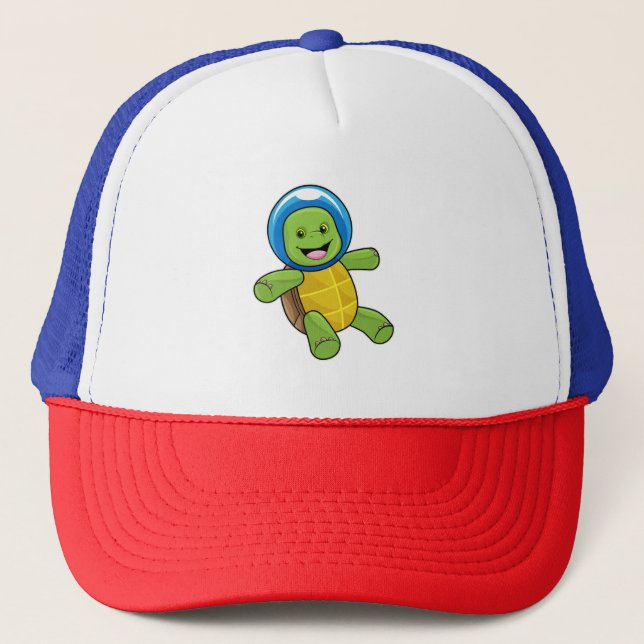 Turtle as Astronaut with Glass ball Trucker Hat (Front)