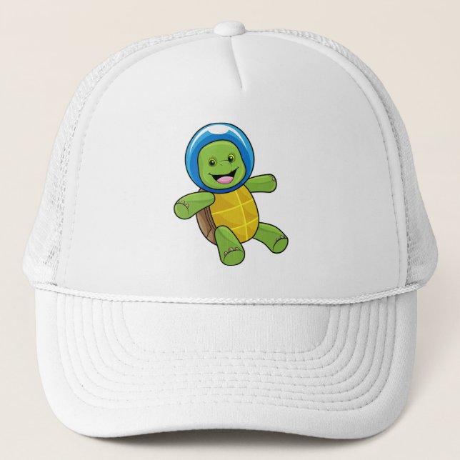 Turtle as Astronaut with Glass ball Trucker Hat (Front)