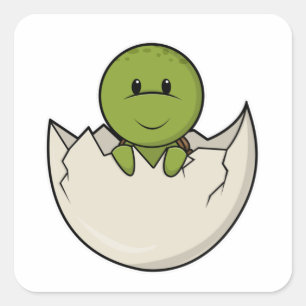 Turtle as Baby with Egg shell Square Sticker