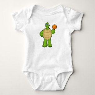 Turtle as Basketball player with Basketball Baby Bodysuit