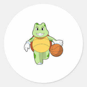 Turtle as Basketball player with Basketball.PNG Classic Round Sticker
