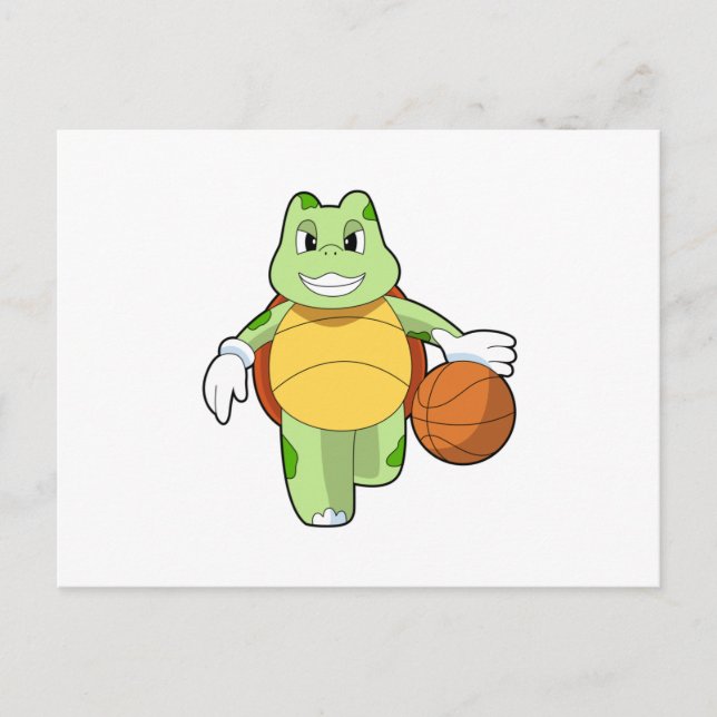 Turtle as Basketball player with Basketball.PNG Postcard (Front)