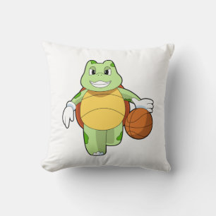 Turtle as Basketball player with Basketball.PNG Throw Pillow