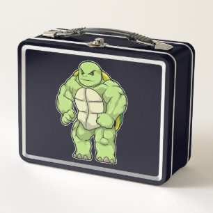 Turtle as Bodybuilder with Six pack Metal Lunch Box