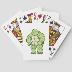 Turtle as Bodybuilder with Six pack Playing Cards