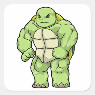 Turtle as Bodybuilder with Six pack Square Sticker
