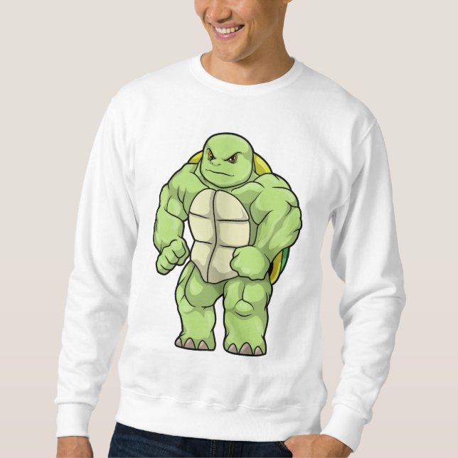 Turtle as Bodybuilder with Six pack Sweatshirt (Front)