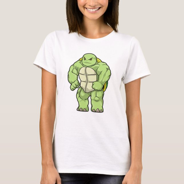 Turtle as Bodybuilder with Six pack T-Shirt (Front)