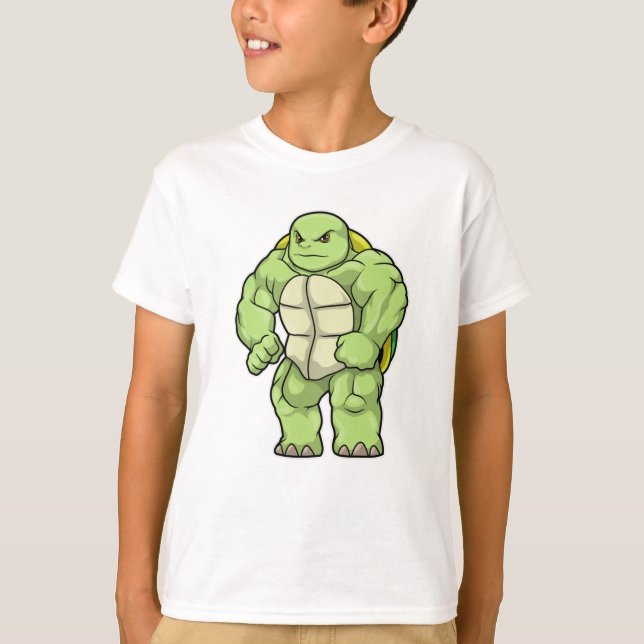 Turtle as Bodybuilder with Six pack T-Shirt (Front)