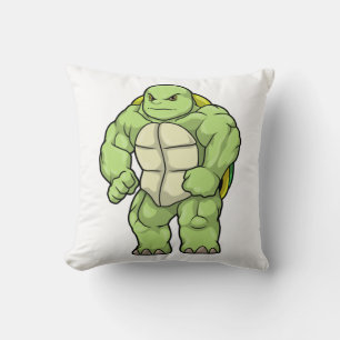 Turtle as Bodybuilder with Six pack Throw Pillow