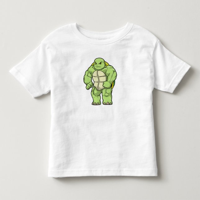 Turtle as Bodybuilder with Six pack Toddler T-shirt (Front)