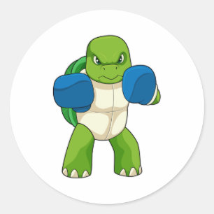 Turtle as Boxer with Boxing gloves Classic Round Sticker