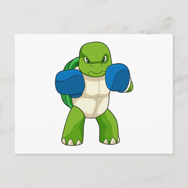 Turtle as Boxer with Boxing gloves Postcard (Front)