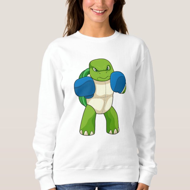 Turtle as Boxer with Boxing gloves Sweatshirt (Front)