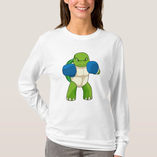 Turtle as Boxer with Boxing gloves T-Shirt (Front)