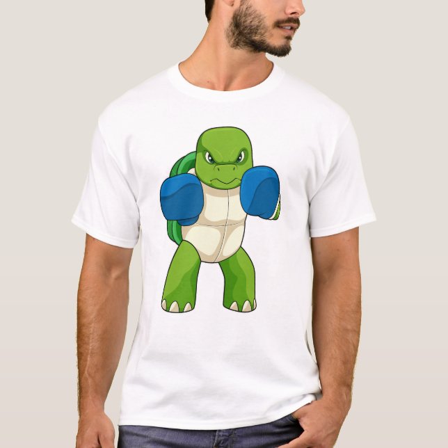 Turtle as Boxer with Boxing gloves T-Shirt (Front)