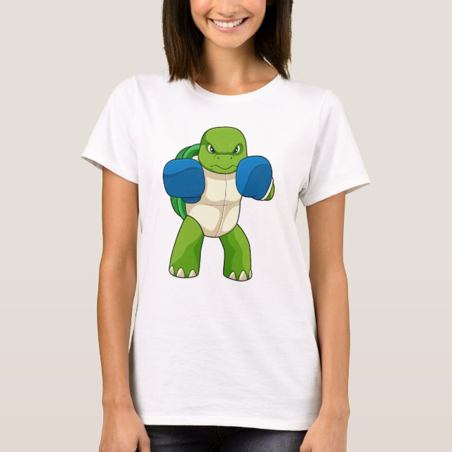 Turtle as Boxer with Boxing gloves T-Shirt (Front)