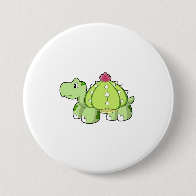 Turtle as Cactus 3 Inch Round Button (Front)