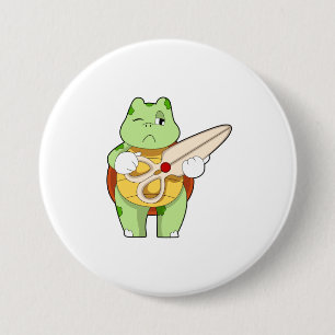 Turtle as Hairdresser with Scissors 3 Inch Round Button
