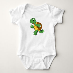 Turtle as Jogger at Running Baby Bodysuit