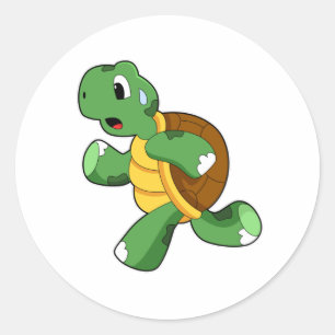 Turtle as Jogger at Running Classic Round Sticker