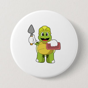 Turtle as Mason with Stone 3 Inch Round Button