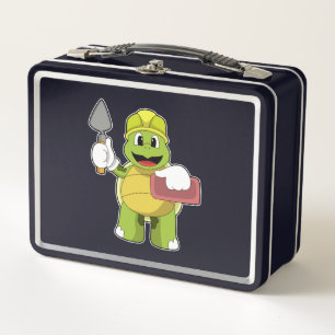 Turtle as Mason with Stone Metal Lunch Box