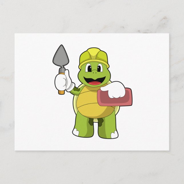 Turtle as Mason with Stone Postcard (Front)