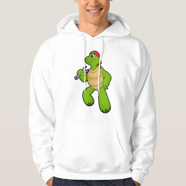 Turtle as Mechanic with Wrench & Cap Hoodie (Front)