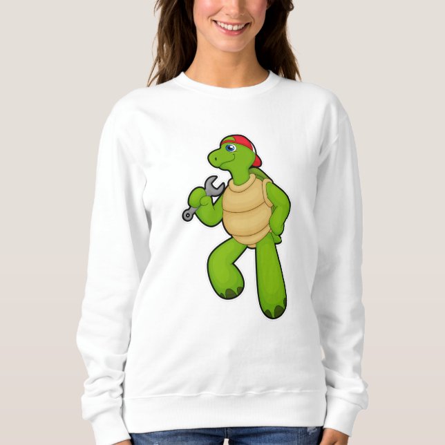 Turtle as Mechanic with Wrench & Cap Sweatshirt (Front)