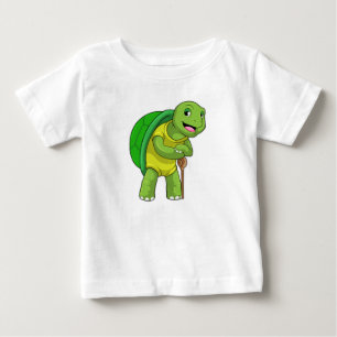 Turtle as Pensioner with Walking stick Baby T-Shirt