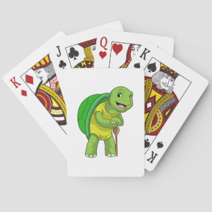 Turtle as Pensioner with Walking stick Playing Cards
