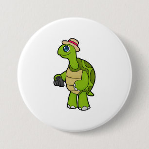 Turtle as Photographer with Camera 3 Inch Round Button