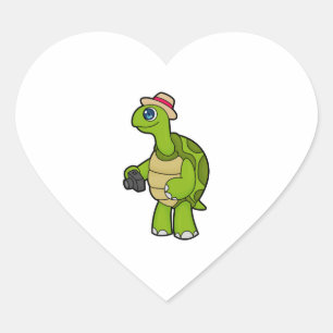 Turtle As Photographer With Camera Heart Sticker