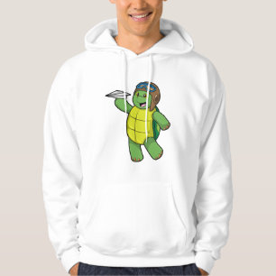 Turtle as Pilot with Paper plane Hoodie